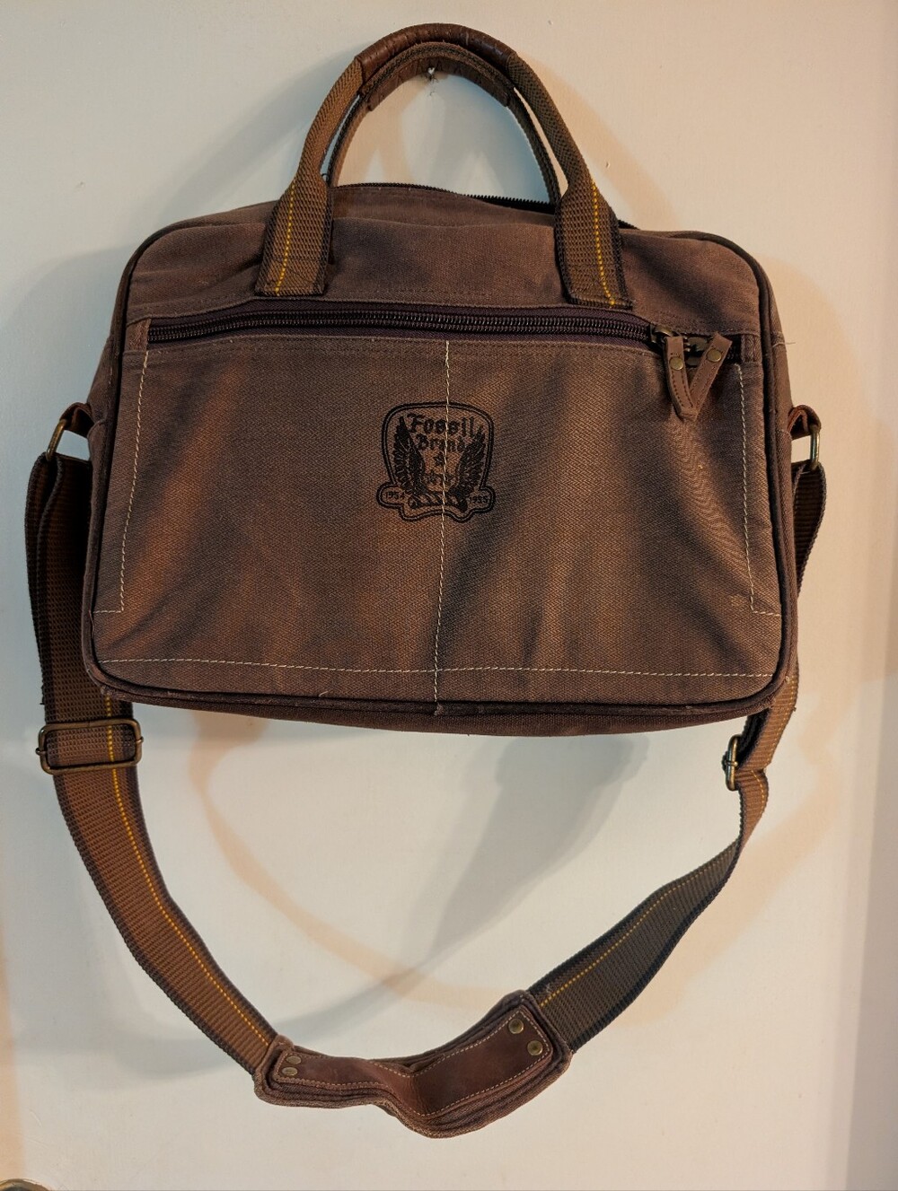 Fossil Brand Canvas Laptop Work Bag Brown 🟤